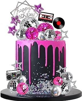 Amazon.com: DRWATE 32 PCS Disco Ball Cake Toppers Disco Ball Birthday Party Decorations for 70s 80s Disco Themed Dance Party Supplies (Pink) : Grocery & Gourmet Food Disco Ball Cake Ideas, Pink Disco Cake, Disco Ball Cake, Sweet 13, Neon Disco, Disco Cake, Party Birthday Cake, Ryan Miller, Dance Cakes