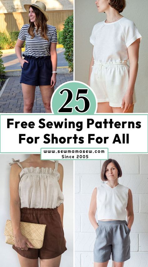 Ladies Shorts Sewing Pattern Free, Free Short Patterns For Women, Sewing Patterns Shorts Women, Shorts Pattern Sewing Free, Shorts Patterns For Women, Simple Shorts Pattern, Flowy Shorts Pattern, Sewing Patterns Free Shorts, Sewing Patterns Shorts