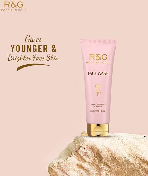 R&G Face Wash Cleanses & Exfoliates dead skin cells - Gives Younger & Brighter Face skin Product Link: https://www.roseandgold.in/facewash/ #R&G #Beauty #Purity #BeautywithPurity #FaceWash #SkinCare #SkinCareRoutine #SkinCareProducts #SkinBrightening #HealthySkin #RadiantSkin #Antiaging #FacialSerum #NaturalBeauty Face Wash Creative, Facewash Skincare, Gradient Color Design, Creative Advertising Campaign, Gold Face, Motion Design Animation, Exfoliate Face, Design Animation, Creative Advertising