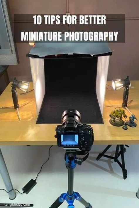 10 Simple Miniature Photography Tips - 10 Simple Tips for Photographing Miniatures and Models - How to improve your miniature photography with professional tips and tricks - overview of how to take better pictures of your miniatures and models - use a tripod tip like this Photobooth Setup, Photo Light Box, Photography Reference, Photography Set Up, Simple Photography, Miniature Photography, Miniature Wargaming, Lego Models, Take Better Photos