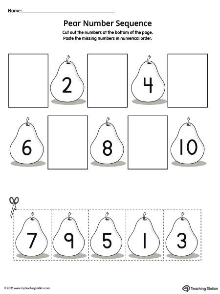 Sequence Numbers 1-10, Sequencing Numbers 1-10, Number Sequence Worksheet, Sequencing Numbers Activities, Numbers 1 10 Printable, Preschool Math Curriculum, Prek Worksheets, Kids Numbers, Number Worksheets Kindergarten