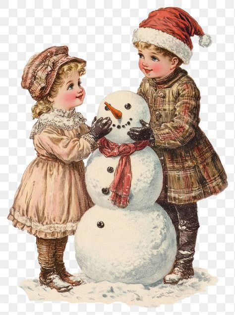 Christmas Vintage Illustration, Blog Illustration, Christmas Toppers, Snowman Illustration, Happy New Year Signs, Snow Png, Christmas Aesthetics, Snowman Images, Collage Pictures