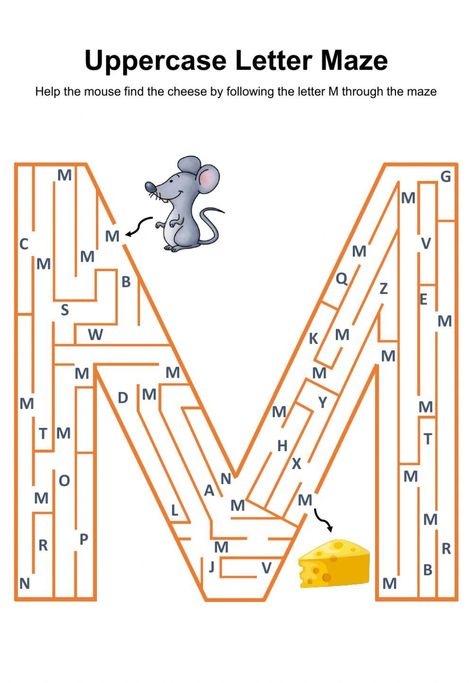 M Activities, Letter Maze, Alphabet Crafts Preschool, Maze Worksheet, Alphabet Crafts, M Letter, Crafts Preschool, Letter M, Uppercase Letters