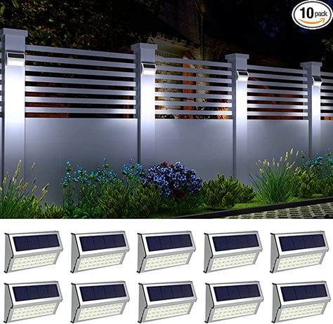 ROSHWEY Solar Outdoor Lights, 10 Pack Solar Fence Lights with 30LED Waterproof Backyard Lighting Stainless Steel Lamp for Deck Courtyard Patio Pool Deck Courtyard, Courtyard Patio, Fence Lights, Solar Step Lights, Solar Outdoor Lights, Solar Spot Lights, Solar Fence Lights, Solar Deck Lights, Patio Pool