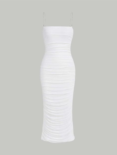 Confirmation Dresses White, White Ribbed Dress, White Tight Dresses, Glam Closet, Confirmation Dresses, Cornrows Braids For Black Women, Casual Date Night Outfit, White Dresses Graduation, Senior Ideas