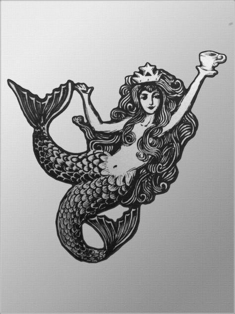 Starbucks Tattoo, Mermaid Drinking, Starbucks Partner, Mermaid History, Starbucks Crafts, Mermaid Drink, Starbucks Art, Starbucks Siren, Skin Paint