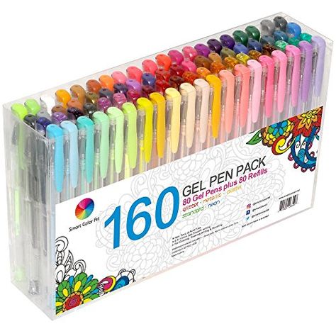 Smart Color Art 160 Colors Gel Pens Set 80 Gel Pen with 8... https://smile.amazon.com/dp/B01FCTAEK4/ref=cm_sw_r_pi_dp_U_x_cdaRBb8G7TR2K Books Drawing, Painting Writing, Art Pens And Markers, Gel Set, Gel Pens Set, Best Pens, Cute School Supplies, Art Pens, Colored Pens