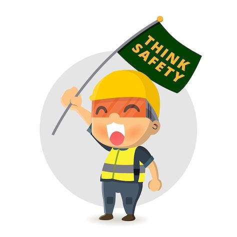 Character construction working hold flag... | Premium Vector #Freepik #vector #cartoon-boy #construction-worker #construction-safety #builder Safety Cartoon, Character Construction, About Character, Construction Safety, Industrial Safety, Safety Helmet, Workplace Safety, Vector Character, Background Illustration