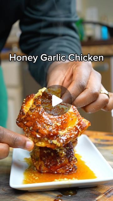 445K views · 34K likes | Izahya Thomas on Instagram: "Full Recipe Below

Honey Garlic Chicken 🍗 

Seasoning:
Salt
Black pepper
Paprika
Lemon zest

Sauce:
Butter
Honey 
Soy sauce
Minced Garlic
Lemon juice

Season your chicken with salt, black pepper, paprika, and lemon zest.

Oil your pan and once it’s hot, place your chicken in skin side down until crispy then flip, and let cook for another 3 minutes before placing in a 375 degree oven for 10-15 minutes.

For the sauce add in some butter and once it melts start adding in some honey. Once your butter and honey become incorporated add in your garlic and let simmer for 2 minutes.

Then add in a splash of soy sauce and lemon juice!

#chicken #honeygarlic #mealprep #weightloss #explorepage✨" Air Fryer Recipes Chicken Breast, Garlic Chicken Thighs, Honey Garlic Chicken Thighs, Chicken Grilled, Bake Chicken, Honey And Soy Sauce, Baked Dinner, Seasoning Salt, Butter Honey