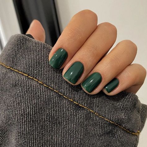 Winter Nail Gel Colors 2023 - 2024 18 Ideas: Embrace the Season with Stunning Nails - Women-Lifestyle.com Dark Glossy Nails, Autumn And Winter Nails, Shades Of Green Nail Polish, Nail Colours Autumn 2024, Dark Green Glazed Nails, Shimmer Green Nails, Dark Gel Nails Ideas, Mylee Gel Nails Colours, Dark Green Jelly Nails