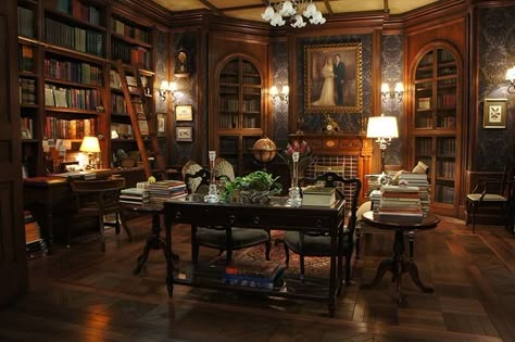 Victorian Study, Jiang Cheng, Living Room Decor Rustic, Home Libraries, House Room, Home Library, Home Office Design, Cool Rooms, House Inspo