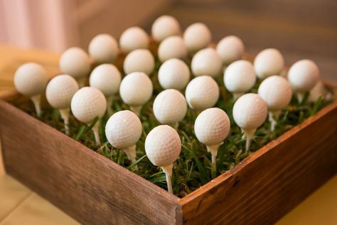 Golf Ball Cake Pops, Golf Decorations, Golf Wedding Cake, Couples Shower Themes, Golf Ball Cake, Event Venue Business, Cupcake Arrangements, Fundraiser Food, Golf First Birthday