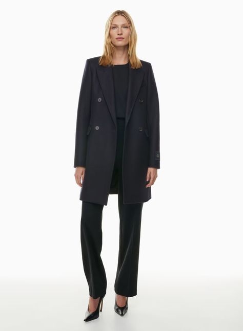 THE CONSTANT™ MID COAT - Double-breasted melton wool-cashmere coat Denim Vans, Wind Protection, Cocoon Coat, Double Breasted Coat, Cashmere Coat, Fall Shirts, Crop Shirt, Coats Jackets Women, Denim Shirt