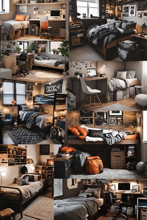 17 Great College Dorm Ideas For Guys - Cool, Easy, Space - Become Your Most Mens College Dorm Room Ideas, Dorms For Guys, College Room Ideas For Guys, College Dorm Ideas For Guys, Men’s Dorm Ideas, Dark College Dorm, Room Decor Ideas For Guys, Boy Dorm Room Ideas Colleges, Dorm Room Designs For Guys