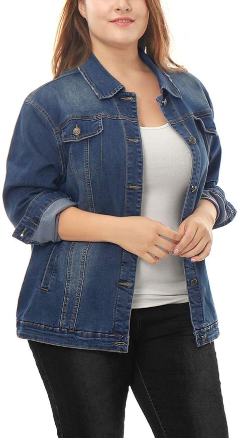 Jacket Outfit Women, Jean Jacket Outfits, Jacket With Pockets, Jean Jacket Women, Plus Size Outerwear, Denim Trends, Denim Jacket Women, Washed Denim, Curvy Outfits