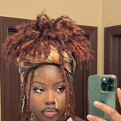 Hickory Locks Hair, Locs With Gold Accessories, Fall Loc Colors, Cornrows On Locs, Ginger Locs Black Women, Sisterlocks Styles, Cute Dreads, Loc Jewelry, Short Locs Hairstyles