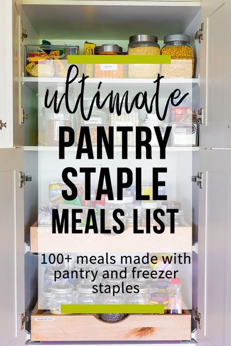 Staple Foods For Pantry, Pantry Clean Out Recipes, Pantry Staple Meals, Vegan Chili Crockpot, Meals List, Broccoli Quinoa Casserole, Frugal Pantry, Ultimate Pantry, Staple Meals