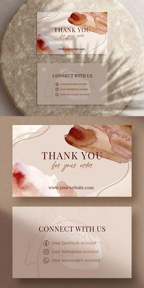 Small Business Visiting Card, Businesses Cards Ideas, Business Card Small Business, Cart Visit Design Ideas, Jewelry Business Cards Ideas, Cute Business Cards Ideas Creative, Thank U Card Design, Thank You Card For Business, Creative Thank You Cards Business