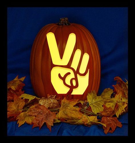 Pumpkin Mouth, Foam Carving, Pumpkin Carver, Halloween Pumpkin Carving Stencils, Peace Sign Hand, Peace Hand, Creative Pumpkin Carving, Halloween Pumpkin Designs, Carved Pumpkin