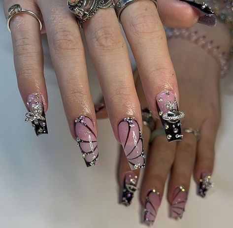 Nail Charm Designs, Nail Ideas Y2k Long, Cute Acrylic Nail Designs, Her Nails, Dope Nail Designs, Pretty Gel Nails, Really Cute Nails, Luxury Nails, Fire Nails