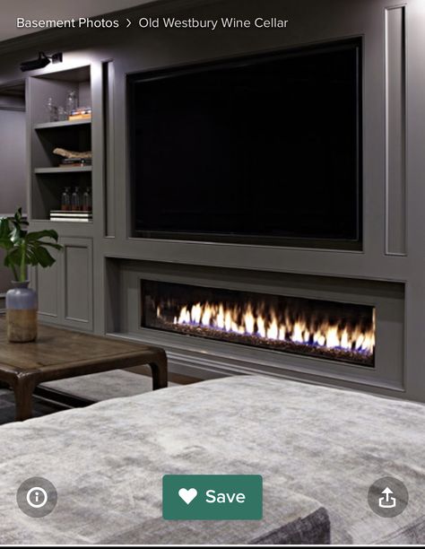 Tv Offset Fireplace, 77 Inch Tv Over Fireplace, Electric Fireplace Design With Tv, Huge Tv Over Fireplace, Giant Tv Wall, Low Mounted Tv Over Fireplace, Big Tv In Living Room, Big Tv Above Fireplace, Large Tv Above Fireplace