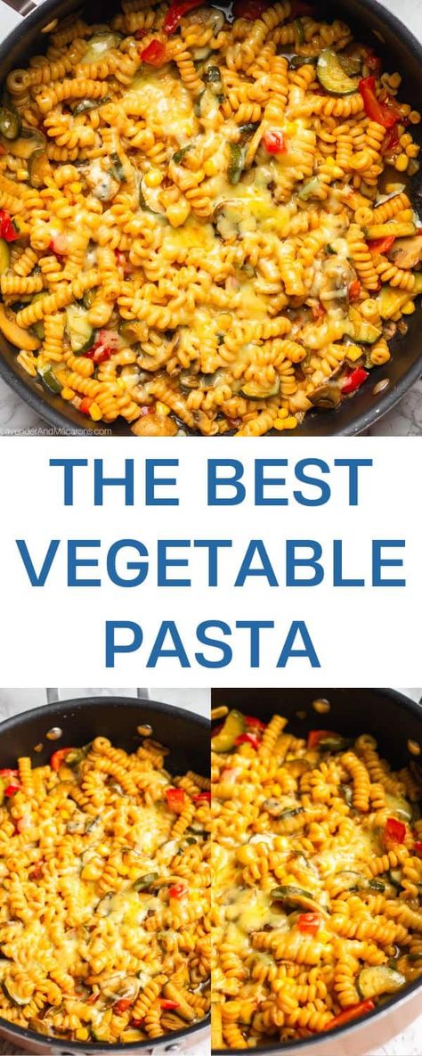 This one-pan vegetable pasta is a satisfying meal with hearty pasta packed with crunchy vegetables and perfectly cooked pasta, all smothered in gooey melted cheese. Pasta With Vegetables Recipes, Creamy Vegetable Pasta, Cheesey Pasta, Veg Pasta Recipes, Meatless Pasta Recipes, Pasta With Veggies, Pasta With Vegetables, Veggie Pasta Recipes, Vegetable Pasta Recipes