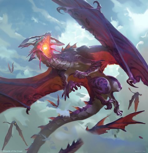 ArtStation - Magic the Gathering - Dragon Token, Alex Konstad Alex Konstad, Dragon Concept Art, Dragon Concept, Art Thoughts, Legendary Dragons, Mtg Art, Concept Art World, Beautiful Dragon, Fantasy Beasts