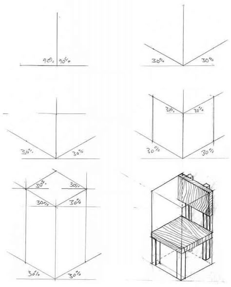 Easy Procreate Art, Pc Drawing, Isometric Sketch, Isometric Drawings, Isometric Drawing Exercises, Orthographic Drawing, Axonometric Drawing, Drawing Furniture, Chair Drawing