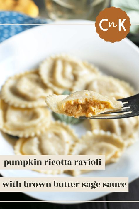 Nutmeg Sauce, Pumpkin Ravioli Sauce, Sage Ravioli, Pumpkin Ricotta, Butter Sage Sauce, Brown Butter Sage Sauce, Brown Butter Sage, Ravioli Sauce, Sage Sauce