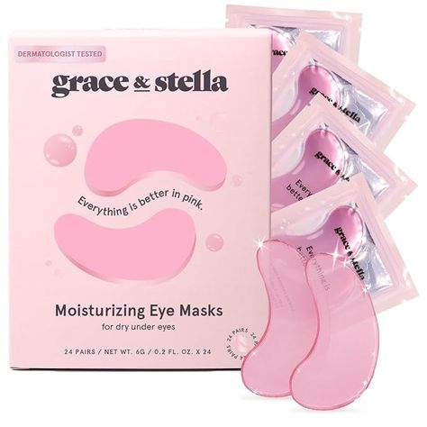 Amazon.com: grace & stella Award Winning Under Eye Mask (Pink, 24 Pairs) Reduce Dark Circles, Puffy Eyes, Undereye Bags, Wrinkles - Gel Under Eye Patches - Birthday Gifts for Women - Vegan Cruelty-Free Self Care : Beauty & Personal Care Best Eye Patches, Under Eye Masks, Wife Day, Undereye Bags, Skincare Wishlist, Plane Trip, Gift For Self, Winter Wishlist, Feeling Alive