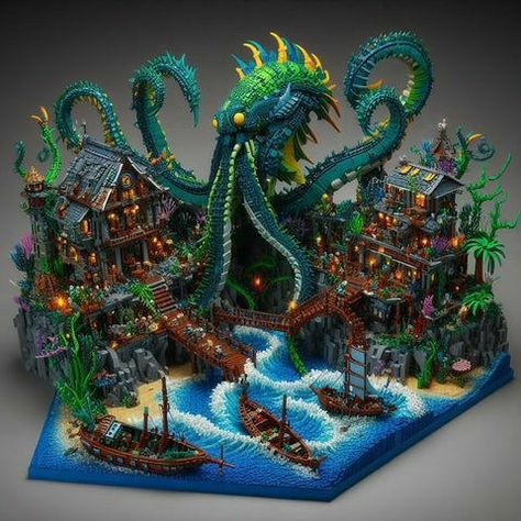 Complicated Lego Sets, Epic Lego Builds, Lego Monsters Ideas, Lego Moc Ideas, Cool Lego Ideas, Cool Lego Sets, Lego Design Ideas, Lego Diorama, Lego Monster