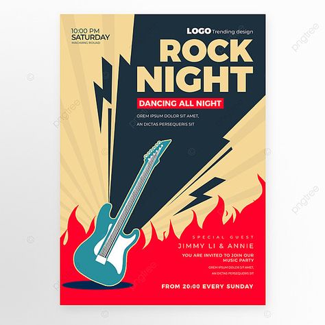 Rock Festival Poster, Flame Guitar, Rock Music Festival, Rock Fest, Concert Poster Design, Guitar Posters, Cd Design, Poster Design Layout, Retro Graphic Design