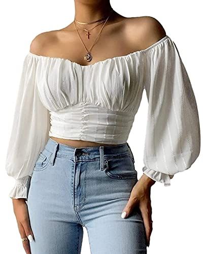 Shawntá Johns's Amazon Page Party Crop Tops, Womens Tops Dressy, Chic Type, Blouse Material, Womens Tops Summer, Puff Sleeve Blouse, Womens Long Sleeve Shirts, Trend Fashion, Chiffon Shirt