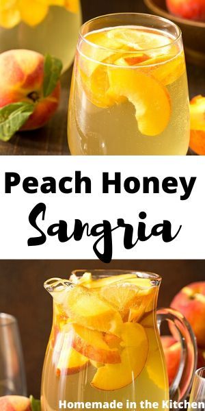 Homemade Drinks Recipes, White Wine Sangria Recipe, Honey Cocktail, Peach Honey, 5 Oclock, Summer Vodka Cocktails, Honey Drink, Peach Wine, Honey Wine