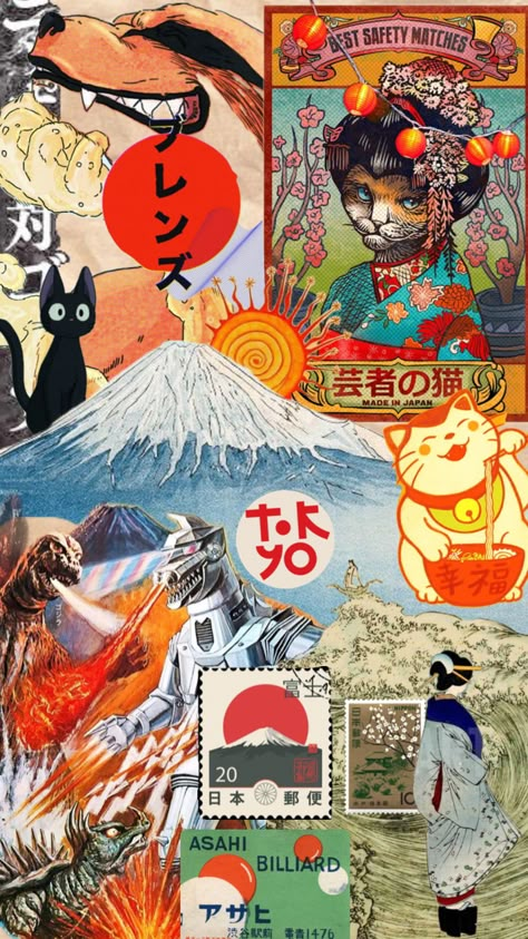 #japan #wallpaper Japan Collage, Japan Wallpaper, Tokyo Aesthetic, Collage Book, Magazine Collage, Haikyuu Wallpaper, Japan Aesthetic, Art Collage Wall, Aesthetic Collage