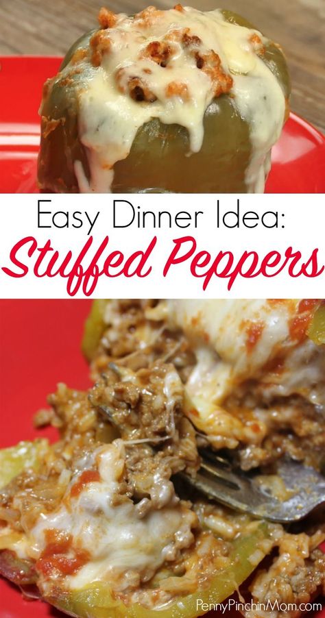 Easy stuffed peppers recipe! A simple easy dinner recipe that your family will absolutely love! Stuffed peppers | easy peppers | simple dinner recipe ideas | easy weeknight dinners | family dinner recipes #peppers #easydinner #simplerecipes #dinnerideas #recipes Easy Stuffed Pepper Recipe, Easy Stuffed Peppers, Bell Pepper Recipes, Family Dinner Recipes, Keto Food, Peppers Recipes, 200 Calories, Dinner Idea, Bell Peppers