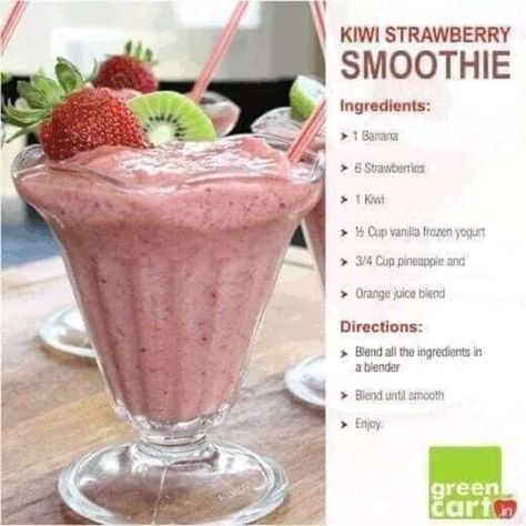 Texas Appetite - Texas Appetite added a new photo. Strawberry Smoothie Recipe, Milk Banana, Drink Recipies, Vanilla Frozen Yogurt, Kiwi Strawberry, Smoothie Recipes Strawberry, How To Make Smoothies, Easy Smoothie Recipes, Strawberry Smoothie