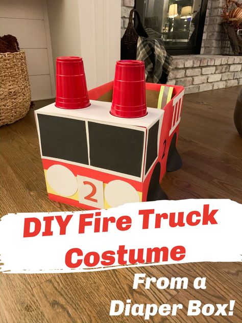 DIY Fire Truck Halloween Costume » Growing Up Kemper Fire Truck Costume, Diy Fire Truck, Truck Halloween Costume, Truck Costume, Boys Halloween Costumes Diy, Fire Costume, Toddler Boy Halloween Costumes, Halloween Mode, Diy Haunted House Props