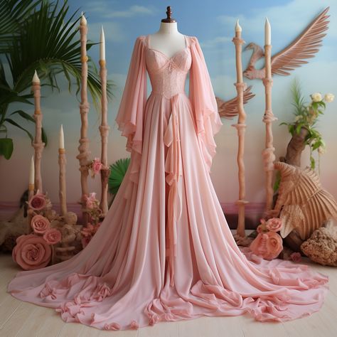 Surfer Barbie: Barbie Dress Aesthetic, Surfer Barbie, Magical Wedding Dress, Disco Barbie, Goddess Dresses, Court Gown, Barbie Gown, Spring Goddess, Wedding Dress Pink