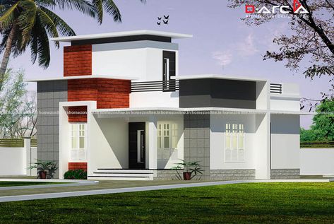 Another elegant 2 bedroom house plan from design arc builders. It is a winsome single floor home with eye catching exterior design. 2 Bedroom House Plan, Wooden House Plans, New Model House, 20x30 House Plans, Single Floor House Design, Small Modern House Plans, One Storey House, Kerala House, Bungalow Style House Plans