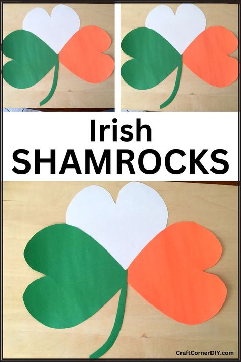 Picture of Irish shamrock craft for kids for St. Patrick's Day. Around The World Crafts For Kids, Celebrations Around The World, Shamrock Craft, Saint Patricks Day Art, St Patricks Crafts, Flag Crafts, St Patricks Day Crafts For Kids, Irish Crafts, St Patrick Day Activities