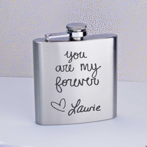 Groom Gifts From Bride, Husband Wedding Gift, Custom Flask, Groom Gifts, Engraved Flasks, Script Monogram, Gift Inspo, Personalized Anniversary Gifts, Bride And Groom Gifts