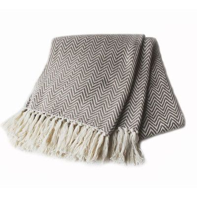 Melange Home Herringbone Yarn Dyed 100% Cotton Throw Color: Taupe Summer Throw Blanket, Blanket With Tassels, Textured Throw Blanket, Living Room Blanket, Boho Throw Blanket, Decorative Throws Blanket, Herringbone Throw, Couch Throw, Inexpensive Home Decor