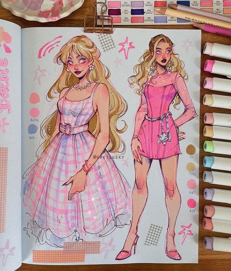 Kunstjournal Inspiration, Barbie Drawing, Sketchbook Inspo, Sketchbook Art Journal, Barbie Movie, Arte Sketchbook, Sketchbook Pages, Sketchbook Ideas, Cute Art Styles