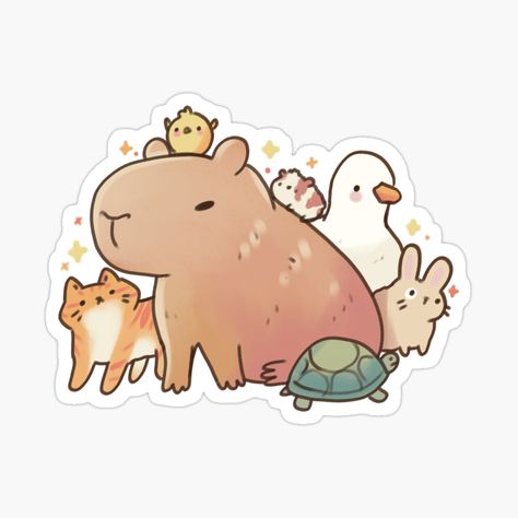 Get my art printed on awesome products. Support me at Redbubble #RBandME: https://www.redbubble.com/i/sticker/Capybara-by-Artofmayara/161032644.EJUG5?asc=u Capybara And Cat, Capybara Illustration, Capybara Art, Capybara Sticker, Cute Capybara, Illustration Cute, Sticker Cute, Animal Friends, Animal Stickers