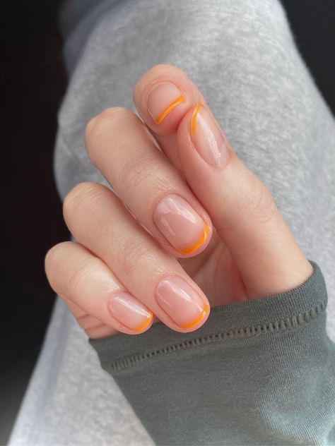 Orange French Tip Nails, Orange French Tip, Pastel Blue Nails, Color French Manicure, Nails Orange, Manicure Art, Pretty Nail Colors, Tip Nails, Nail Designs Spring