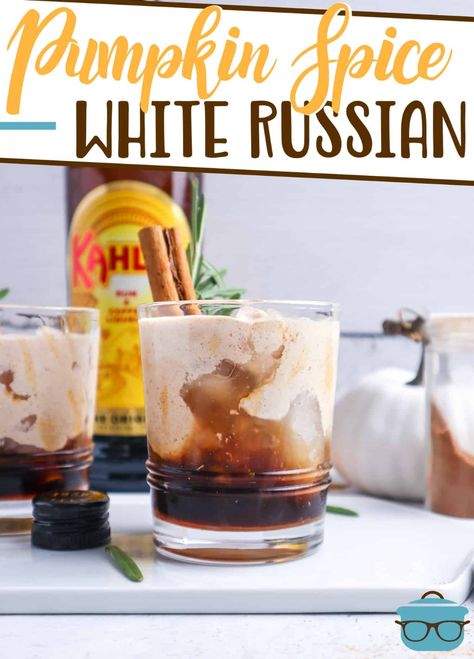 Pumpkin White Russian, Pumpkin Spice White Russian, Autumn Cocktail, White Russian Recipes, Pumpkin Spice Cream, Pumpkin Spice Creamer, Spiced Drinks, Pumpkin Dishes, Homemade Pumpkin Spice