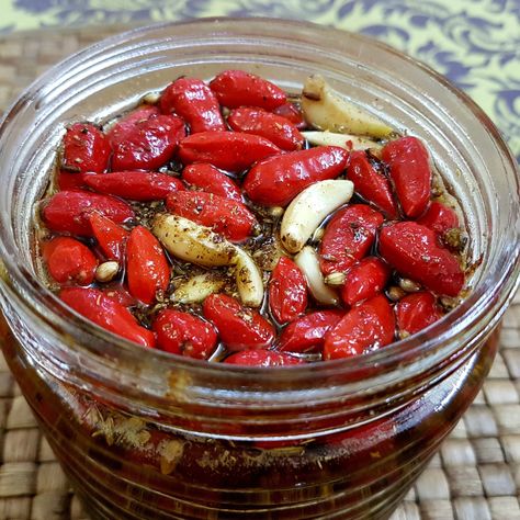 Bird’s Eye Chilli Pickle. ( Kon Jolokia Asar) – Grub Tales by Sanjukta Pickling Chili Peppers, Green Chilli Pickle Recipe, Chilli Pickle Recipe Indian, Chilli Pickle Recipe, Indian Pickle Recipe, Birds Eye Chili, Chilli Pickle, Hot Pepper Recipes, Malay Food