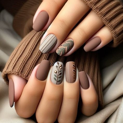 New Nail Trends Autumn, Brown Nail Art Ideas, Black Gel X Nail Designs, Toe Nail Art Designs, Boho Nails, Simple Fall Nails, Fall Gel Nails, Fall Nail Art, Fall Nail