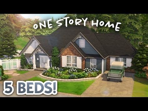 Single Story Home for a Big Family // The Sims 4 Speed Build - YouTube Sims 4 Houses Single Story, Sims 4 Big House, Sims 4 Big Family House, Sims 4 Challenges, Sims 4 Speed Build, Single Story Homes, Sims Building, One Story Homes, Ranch Style Homes